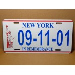 License Plate New York 09-11-01 In Remembrance Design